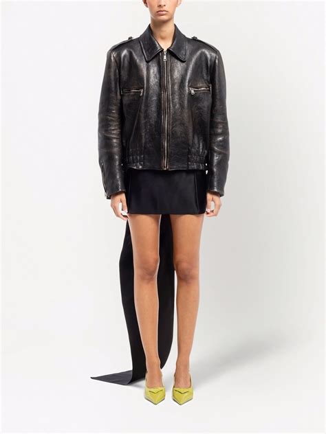 prada mens jacket leather|Prada distressed leather jacket.